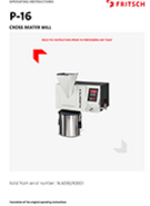 Operating manual Cross Beater Mill PULVERISETTE 16